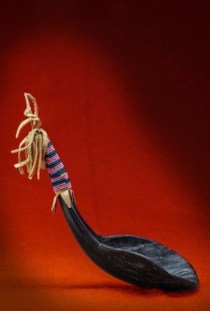 BEADED BUFFALO HORN SPOON