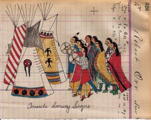 CARD: LEDGER DRAWING: COMANCHE DOORWAY SINGERS