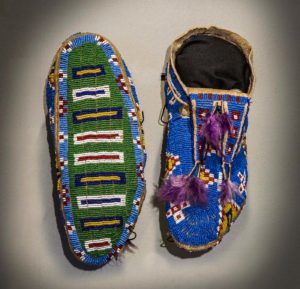 LAKOTA MOCCASINS with FULL BEADED SOLES