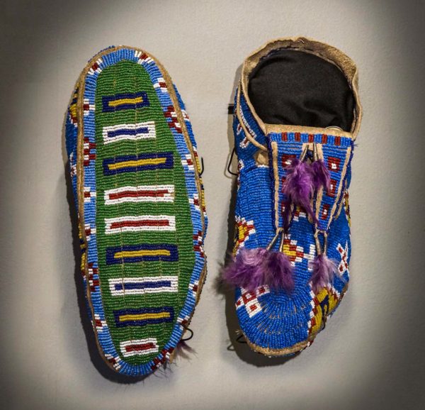 LAKOTA MOCCASINS with FULL BEADED SOLES