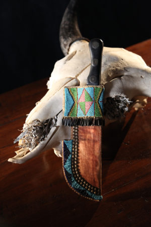 Crazy Horse Beaded Knife Sheath