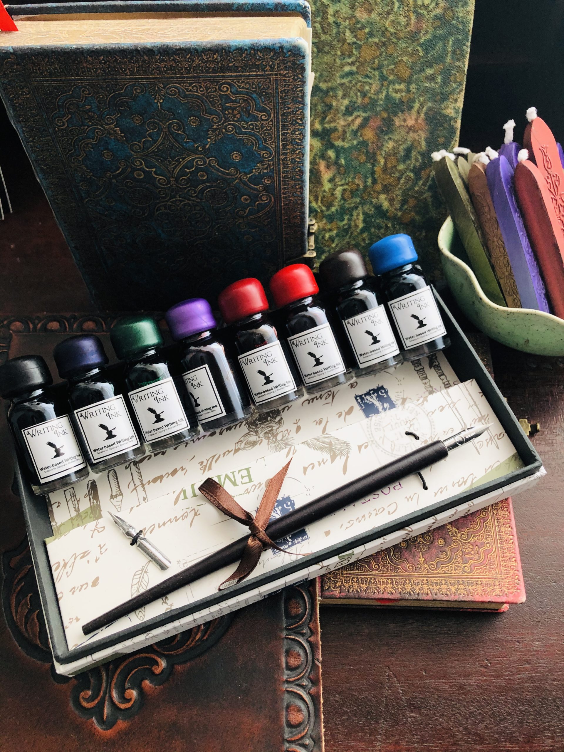 Wooden Calligraphy Dip Pen & Ink Set