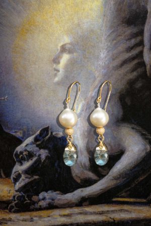 Baroque Pearl Earrings with Labradorite Drops