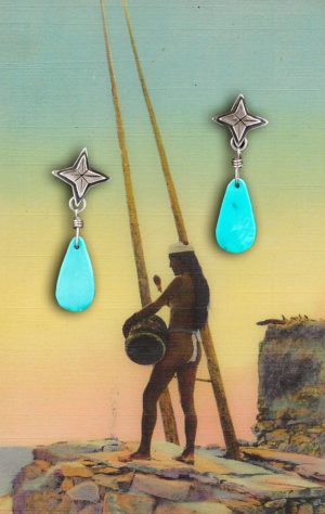 Morning Star Post & Traditional Navajo Turquoise Slab earrings