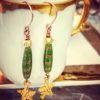 Murano Green & Gold Star Earrings