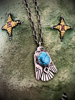 JJS Scrunchy T-Bird Turquoise Thunderbird Pendant