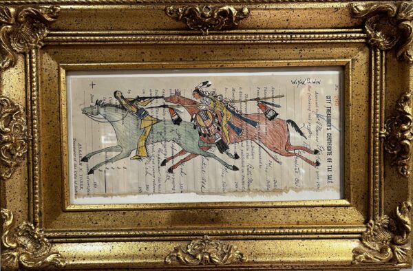 "A RUNNING FIGHT"  LEDGER DRAWING