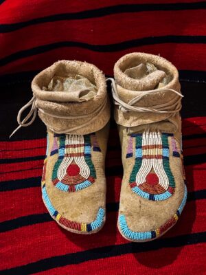 Quilled Moccasins, with quill wrapped horsehair medallions