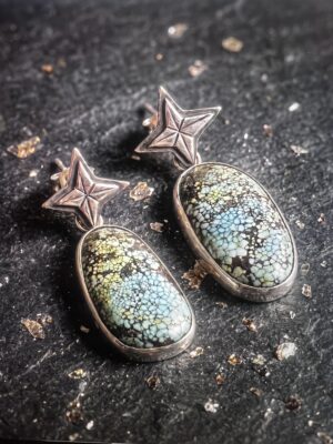 Lakota Morning Star Turquoise Drop ~ Statement Earrings